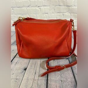 Frances Valentine Orange Tumbled Leather Gold Hardware Boho Minimalist Boho Bag